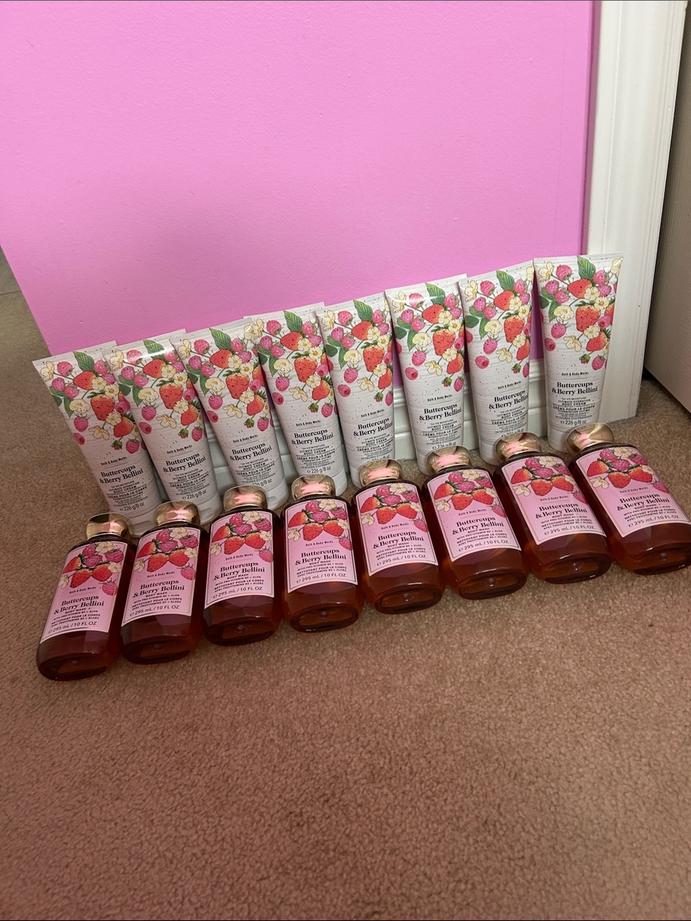 Bath & Body Works Pink Strawberry Bath & Body Set